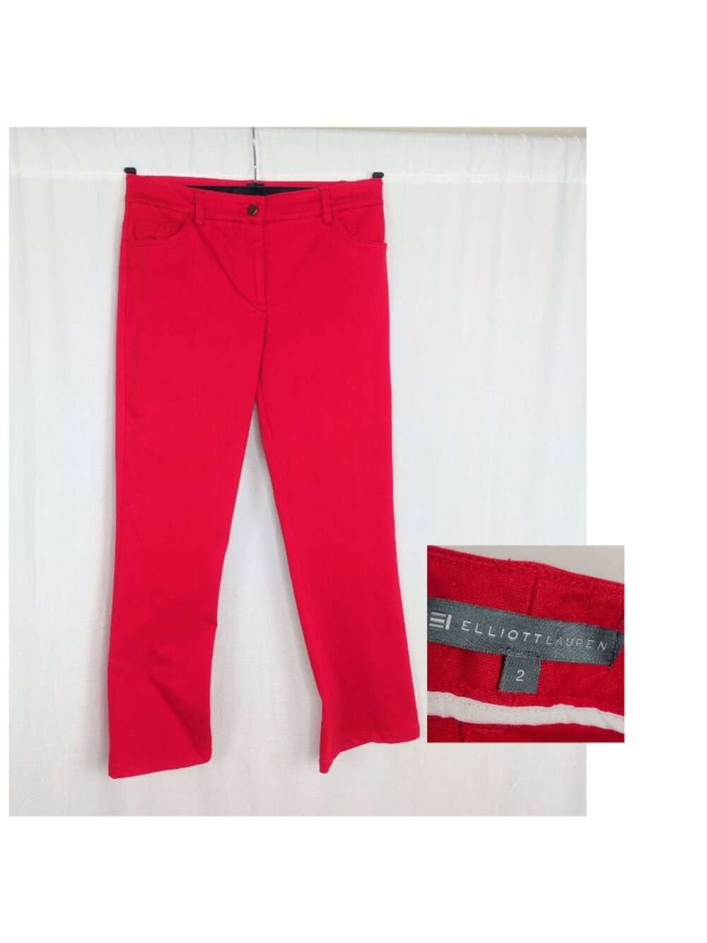 Elliott Lauren Jeans Pants 2 Red Straight Leg Stretch